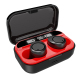 Écouteurs Bluetooth Sans Fil Stéréo Avec Boîtier De Charge Affichage Digital Et Appairage Intelligent Noir Rouge