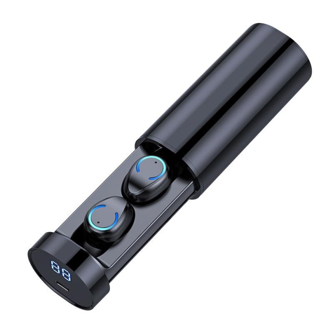 Écouteurs Bluetooth Sans Fil Réduction de Bruit CVC8.0 avec Boîtier de Charge Cylindrique Tactile et Affichage LED - www.yoni...