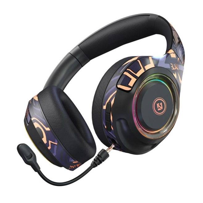 Casque Audio Gaming Sans Fil Bluetooth Rose Avec Lumières Ambiance et Microphone Amovible - www.yonis-shop.com