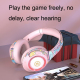 Casque Audio Gaming Sans Fil Bluetooth Rose Avec Lumières Ambiance et Microphone Amovible - www.yonis-shop.com