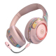 Casque Audio Gaming Sans Fil Bluetooth Rose Avec Lumières Ambiance et Microphone Amovible - www.yonis-shop.com