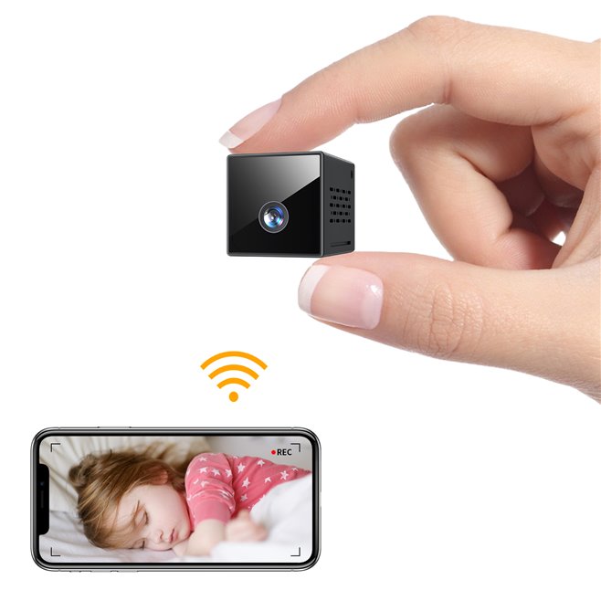 Camera IP Mini WiFi HD Vision Nocturne 1080P Grand Angle 150° Batterie Longue Durée Stockage Cloud Détection Mouvement - www....