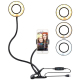 Ring Light Selfie 4 Pouces Avec Support Téléphone Portable Bras Flexibles 360° Pour Streaming et Appels Vidéo