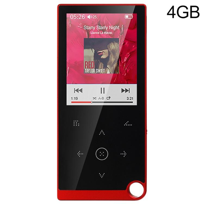 Lecteur MP4 Écran Tactile 2.4 Pouces Rouge Haute Définition 4GB Support Audio Vidéo E-Book Radio Alarme Sans Bluetooth - www....