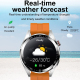 Montre Connectée Écran AMOLED 1.43 Pouces Argent Bracelet Cuir Surveillance Cardiaque Pression Artérielle Bluetooth Appels Sp...