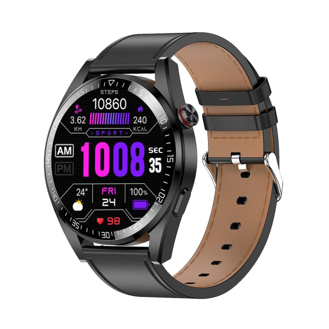 Montre Connectée Écran AMOLED 1.43 Pouces Cardiofréquencemètre Surveillance Tension Artérielle Bluetooth Sport Noir Bracelet ...