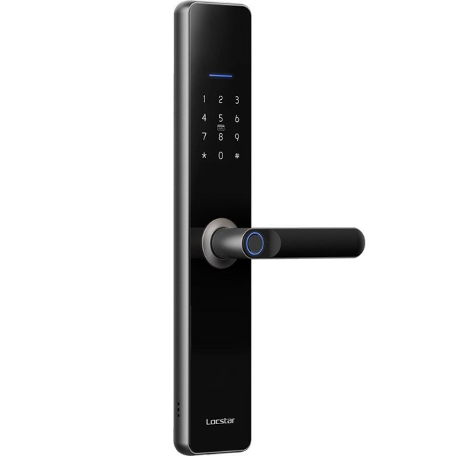 Serrure Connectée Sécurité Maximale Déverrouillage à Distance Empreinte Digitale et Code WiFi Bluetooth Panneau Verre Trempé ...