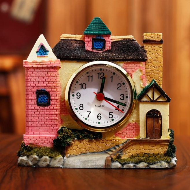 Horloge Décorative Château Rose En Résine Pour Chambre Salon Bureau - www.yonis-shop.com