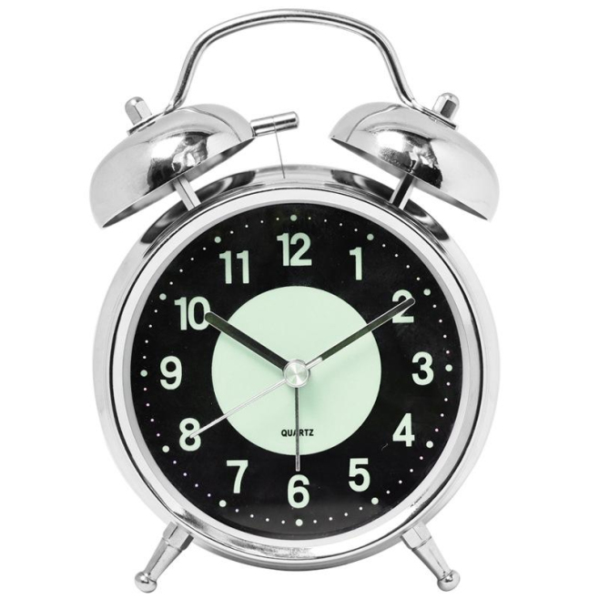 Horloge Réveil Métal 4.5 Pouces Silencieuse Avec Lumière Nocturne et Sonnerie Puissante - www.yonis-shop.com