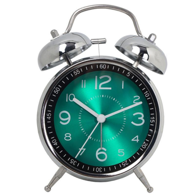Horloge Réveil Métal Vert 4.5 Pouces Silencieuse Avec Lumière de Nuit et Sonnerie Extra Forte - www.yonis-shop.com
