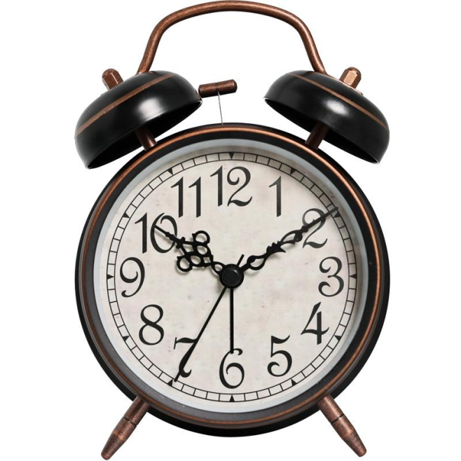 Horloge Réveil Métal Noir 4.5 Pouces Sans Tic-Tac Avec Lumière Nocturne et Sonnerie Extra Forte - www.yonis-shop.com
