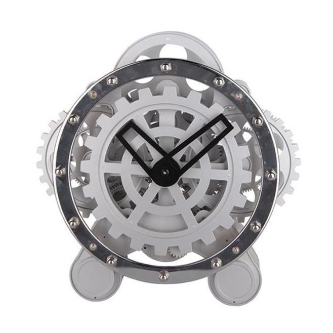 Horloge Décorative En Acier Inoxydable Pour Salon Design Unique À Engrenages Rotatifs - www.yonis-shop.com