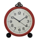 Horloge Rétro en Métal Rouge Foncé avec Mouvement Quartz et Base Stable