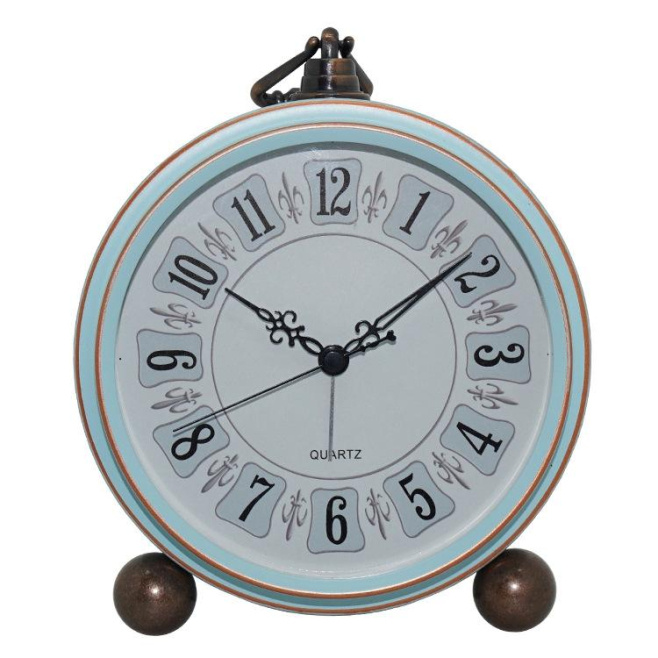 Horloge Vintage en Métal Bleu Clair avec Mouvement Quartz et Base Antidérapante - www.yonis-shop.com