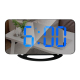 Réveil Digital Miroir LED Grand Écran USB Double Ports Charge Noir Ajustement Luminosité Automatique