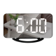 Réveil LED Miroir Écran Large USB Double Port Chargeur Design Moderne Noir