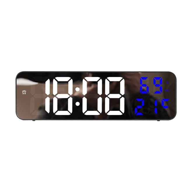 Réveil LED Miroir Numérique Avec Affichage Température Humidité et Double Alimentation USB Batterie - www.yonis-shop.com