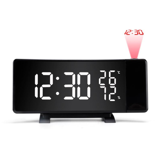 Réveil Radio Projection Trois Couleurs Avec Thermomètre Hygromètre Et USB - www.yonis-shop.com