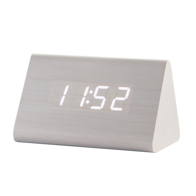 Réveil Électronique En Bois Blanc Avec Affichage Numérique Et Contrôle Vocal - www.yonis-shop.com