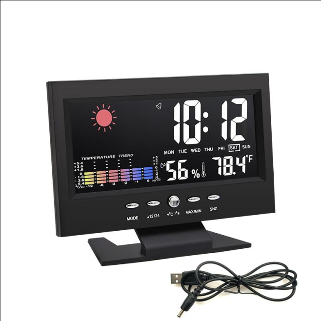 Réveil Intelligent à Écran LED Couleur Avec Prévisions Météo et Contrôle Vocal - www.yonis-shop.com
