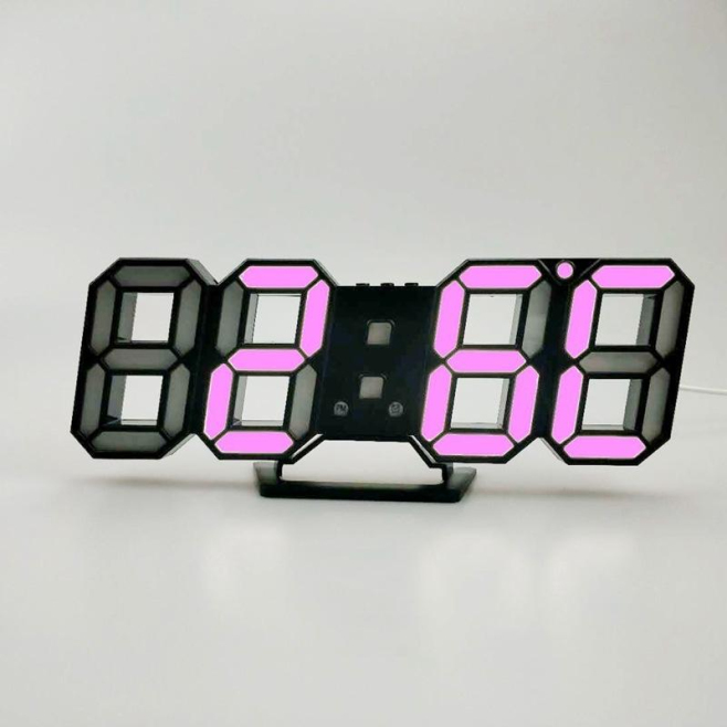Réveil LED Stéréo 3D Avec Cadre Noir Et Lumière Rose Économie D'Énergie Pour Salon Et Chambre - www.yonis-shop.com