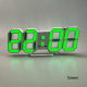 Réveil LED 3D Stéréo Avec Horloge Murale Économique USB Pour Salon Couleur Verte Matériau Écologique ABS Affichage Lumineux D...