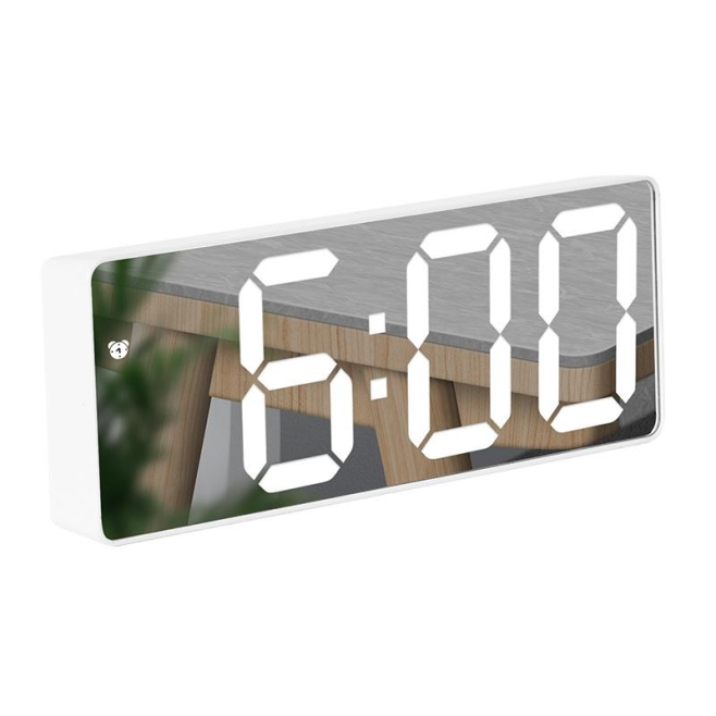 Réveil Miroir LED Multifonction USB Batterie Blanc Rectangulaire Design Écologique et Intelligent - www.yonis-shop.com