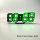 Réveil LED 3D Stéréo Moderne Pour Salon Avec Cadre Noir Et Lumière Verte Économie D'Énergie - www.yonis-shop.com