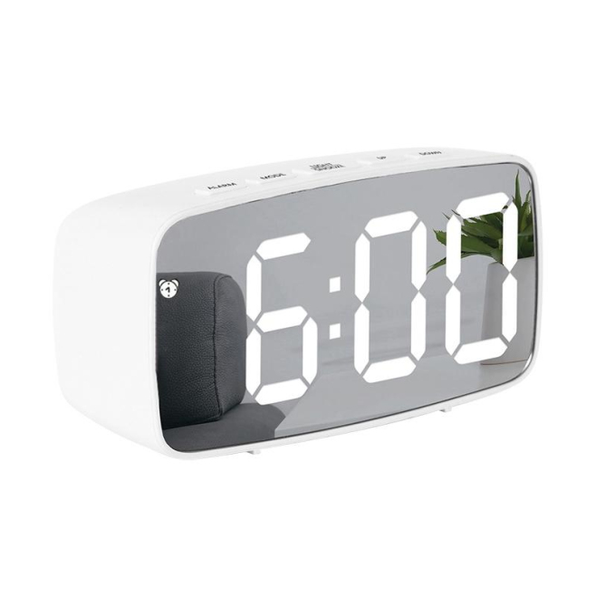 Réveil Miroir LED Blanc Arc Multifonction Économie Énergie USB Batterie Voix Contrôle - www.yonis-shop.com