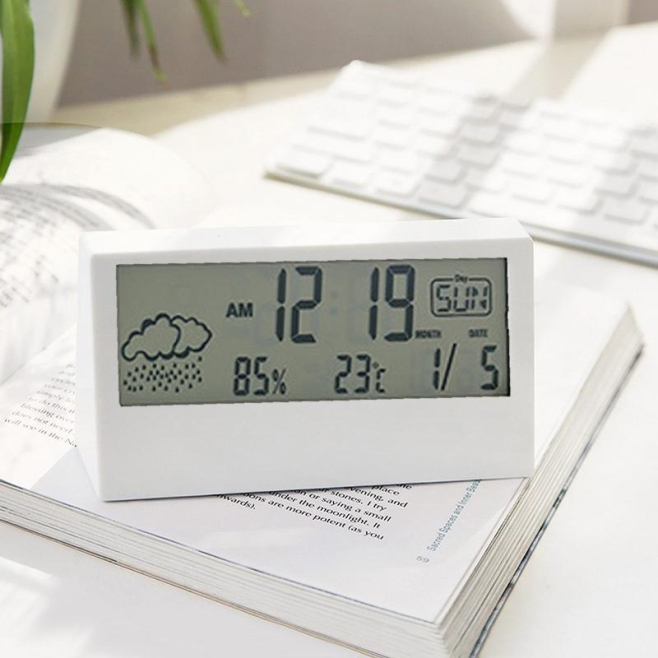Réveil Électronique LCD Multifonction Affichage Digital Température Humidité Avec Lumière - www.yonis-shop.com