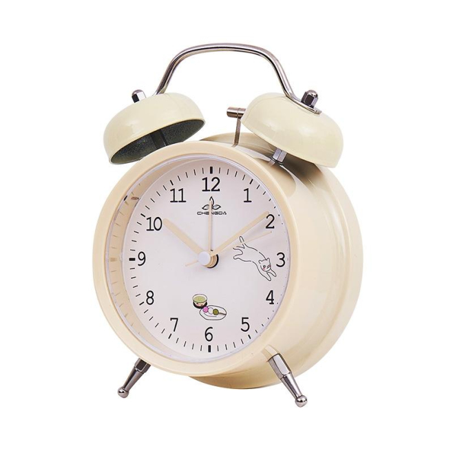 Réveil Silencieux Style Étudiant Mignon Avec Lumière Pour Chambre Et Bureau - Beige - www.yonis-shop.com