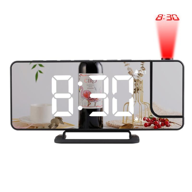 Réveil Projecteur Numérique Avec Affichage De L'Heure Et Double Alarme Pour Dormeurs Profonds - www.yonis-shop.com