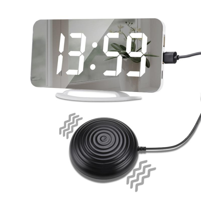 Réveil Multifonctionnel LED Miroir Avec Affichage Haute Définition et Vibration USB Pour Chambre et Bureau - www.yonis-shop.com