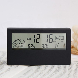 Réveil Multifonction Numérique Avec Affichage Température Et Humidité Écran LCD Lumineux Design Moderne