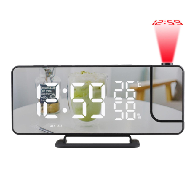 Réveil Projecteur Numérique Avec Radio FM Température Humidité Et Miroir LED - www.yonis-shop.com