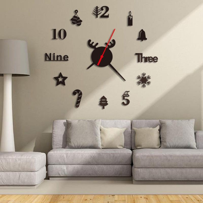 Horloge 3D Acrylique DIY Décoration Murale Silencieuse Élégante Pour Salon Chambre Bureau - www.yonis-shop.com