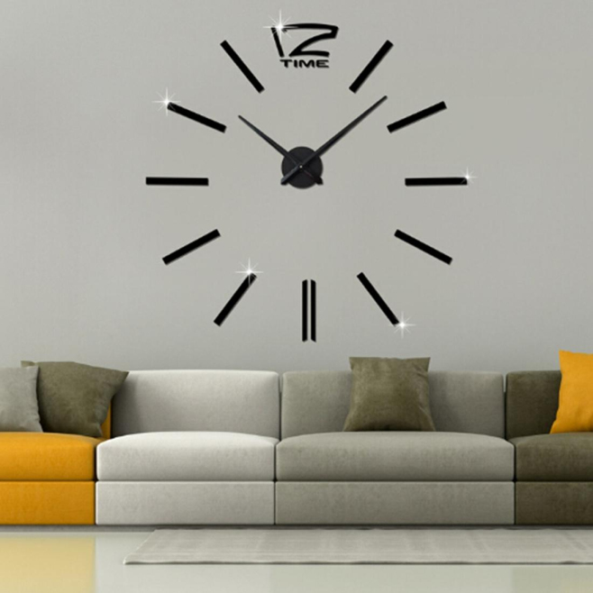 Horloge Murale Moderne Sans Cadre 3D Miroir Doré Décoration Chambre Bureau 100x100cm - www.yonis-shop.com
