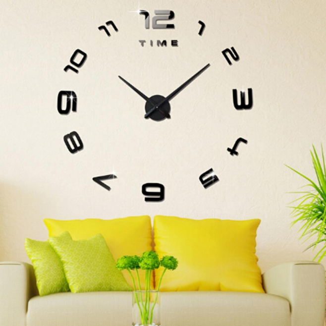 Horloge Murale Moderne 3D Miroir Sans Cadre Décoration Maison Bureau Chambre Salon Cuisine 100x100cm Argentée - www.yonis-sho...