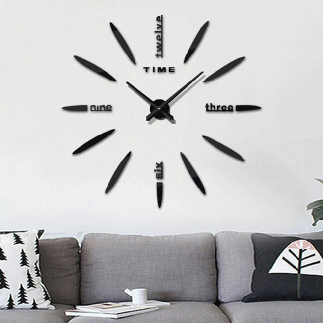 Horloge Murale 3D Décorative XXL Pour Salon Chambre Cuisine Bureau Taille 100x100cm Noire - www.yonis-shop.com