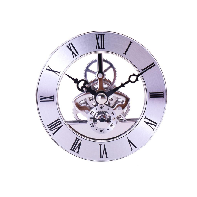 Horloge Quartz Métal Argentée DIY Avec Cadran Romain Et Aiguilles Noires - www.yonis-shop.com