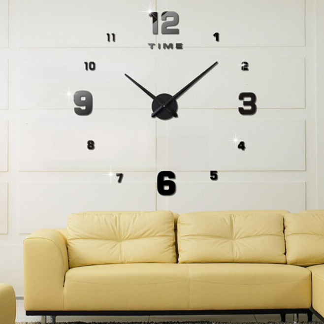 Horloge Murale 3D Moderne Sans Cadre Décoration Maison Chambre Enfant Grand Format Or 100x100cm - www.yonis-shop.com