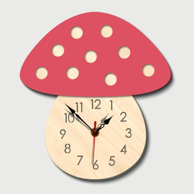 Horloge Murale Silencieuse Enfant Créative Champignon Coloré Décorative En Plexiglas Acrylic - www.yonis-shop.com