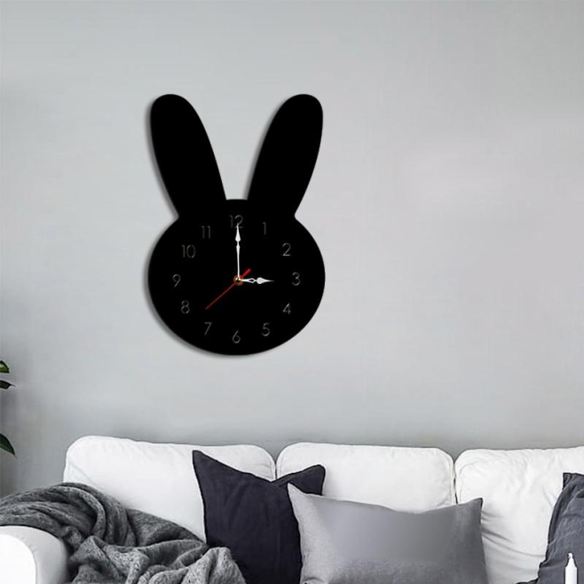 Horloge Murale Décorative Enfantine Silencieuse Motif Lapin Rose Pour Chambre D'Enfants - www.yonis-shop.com