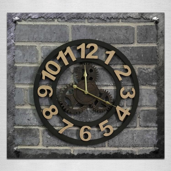 Horloge Murale Vintage Style Industriel Américain En Bois Couleur Or Idéale Pour Cadeau De Pendaison De Crémaillère - www.yon...