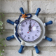 Horloge Murale Décorative Forme Gouvernail De Bateau En Bois Pour Salon 22x22x2.5cm - www.yonis-shop.com