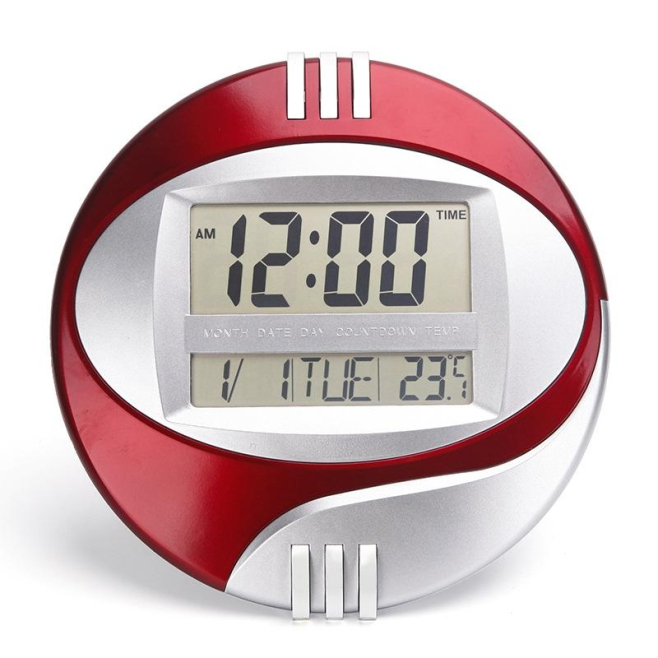 Horloge Électronique Silencieuse LCD Caractères Larges Affichage Température et Calendrier Design Moderne 12/24H avec Fonctio...