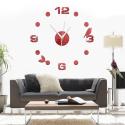 Horloge Murale Moderne 3D Avec Oiseaux Et Feuilles Rouges Décorative Facile À Installer Pour Salon 62x62cm Fonctionne Avec Pi...