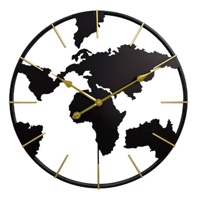 Horloge Murale En Fer Art 3D Avec Carte Du Monde Décorative Pour Salon Chambre Et Plus - www.yonis-shop.com