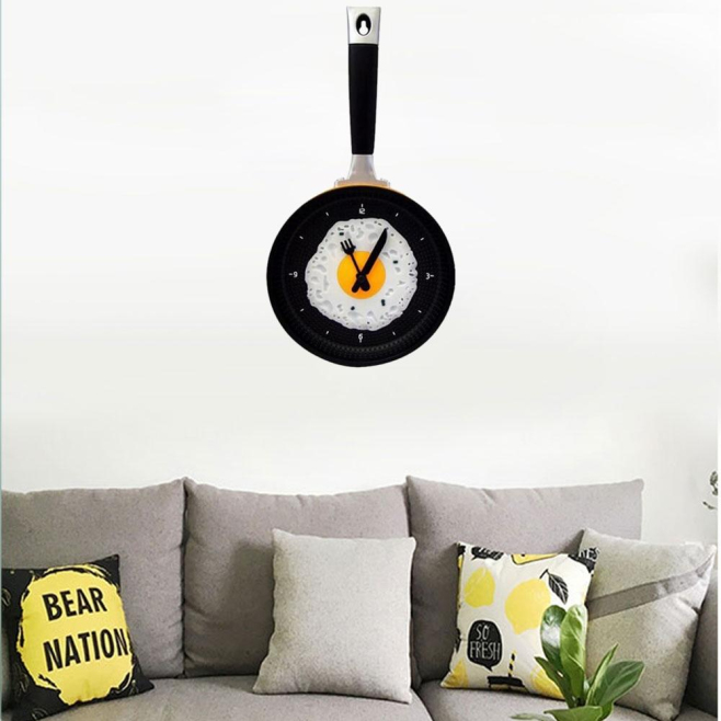 Horloge Murale Décorative Originale Forme Œuf Frit Bleu Design Silencieux et Écologique Pour Salon Bureau ou Chambre - www.yo...
