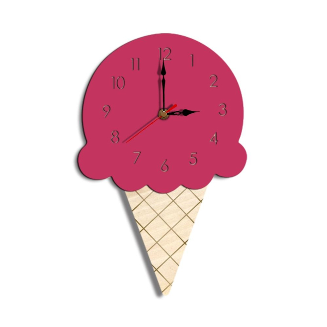 Horloge Murale Décorative En Acrylique Et Bois Design Crème Glacée Noir Taille 27.5x17.5cm - www.yonis-shop.com